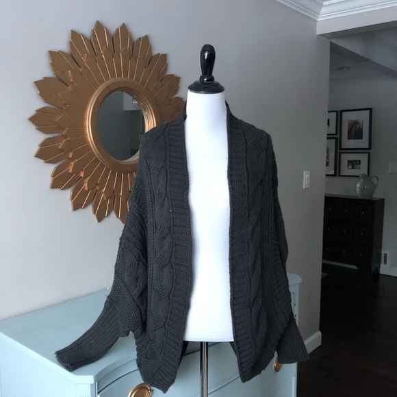 SHEIN Sweaters - COPY - Cute and cozy knit charcoal grey cardigan sweater